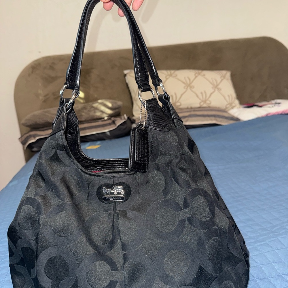 coach black signature shoulder bag vintage